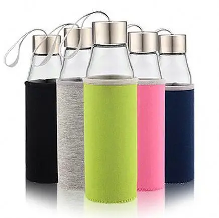 

18oz beverage and Juice bottle borosilicate glass sport water bottles