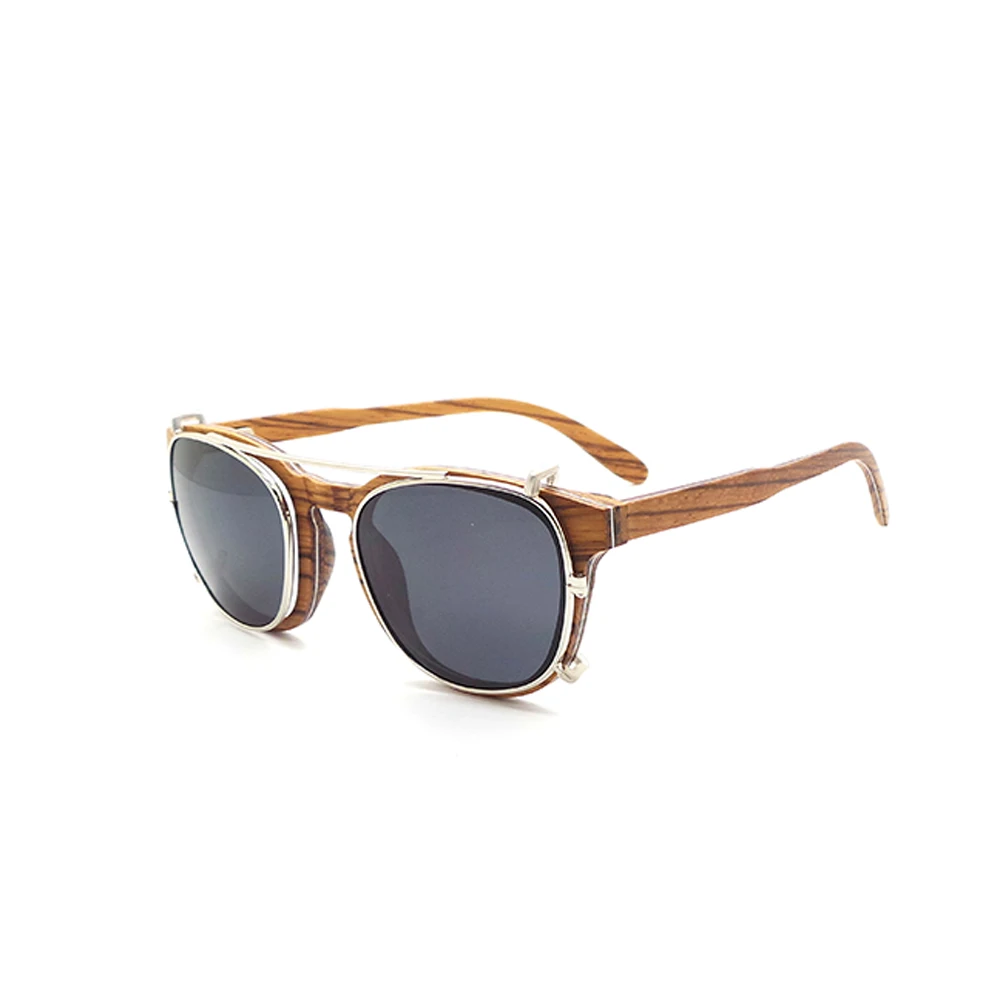 

High Quality Private Label Own Brand Factory Italy Bamboo Wooden Polarized Clip On Sun Glasses Sunglasses