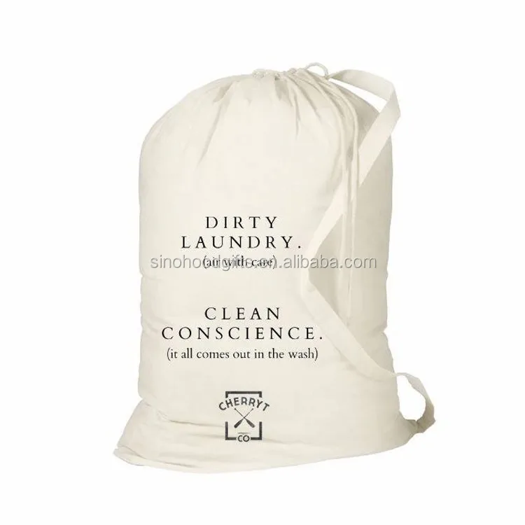 Cotton Canvas Laundry Bags Drawstring In Bulk Customize Wholesale