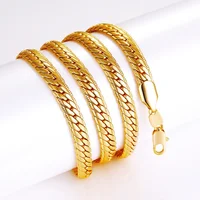 

18K Gold necklace for men hiphop Width 5MM Full Sideways chain necklace punk Link Chain Necklace Jewelry
