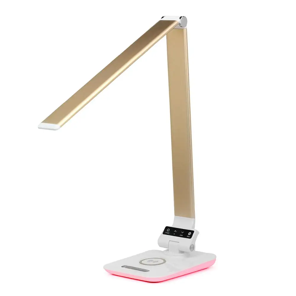 MESUN Gold dimmable study neon table lamp office led desk lamp  with usb charging port