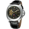 Forsining High Quality Automatic Leather Watch 24 hours Moon Phase Mechanical Mens Watch Wristwatches Relogio Masculino