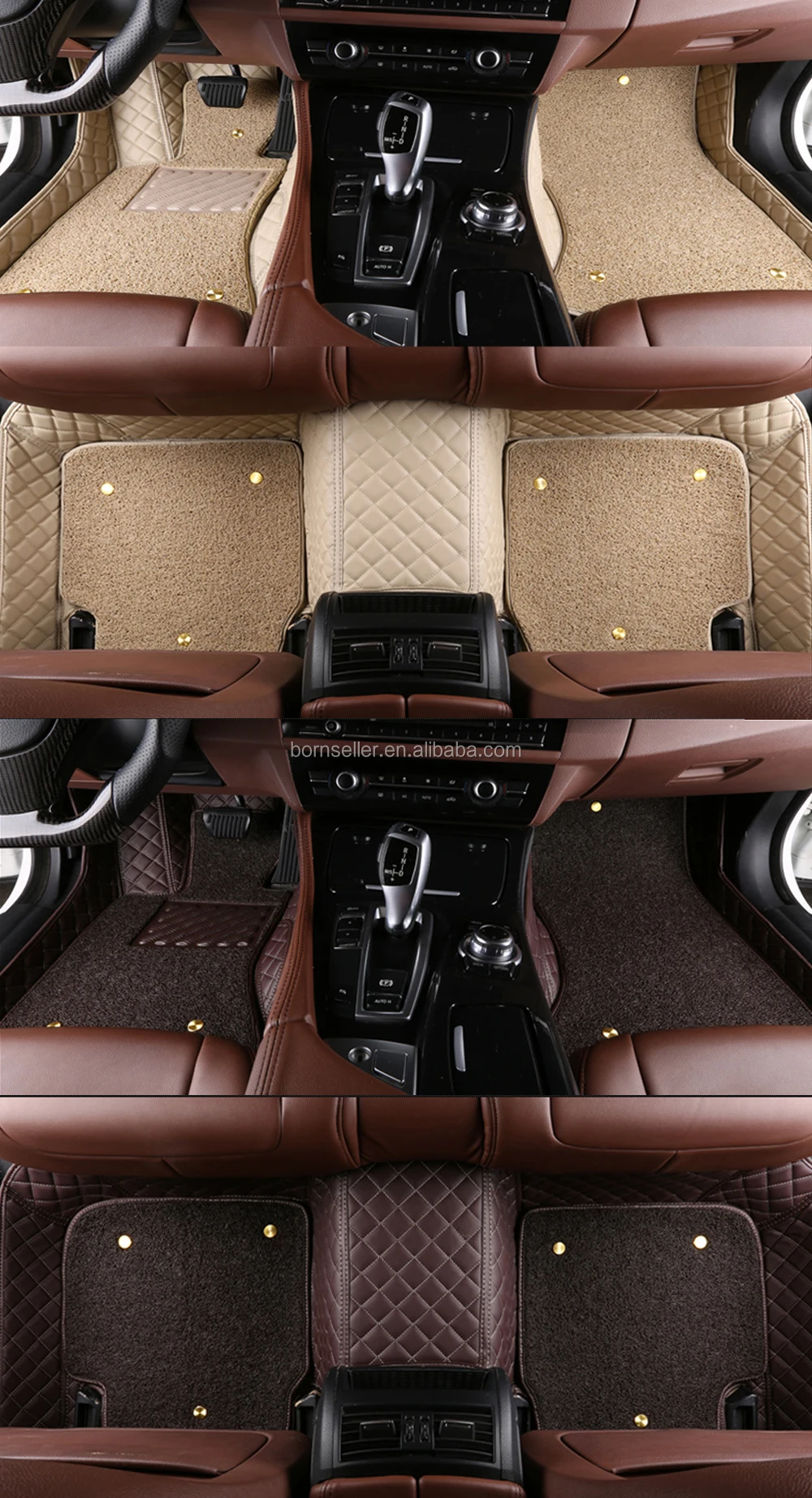 High quality hand sewing XPE custom left right hand drive pvc coil anti slip 6D artificial grass all weather floor car mat