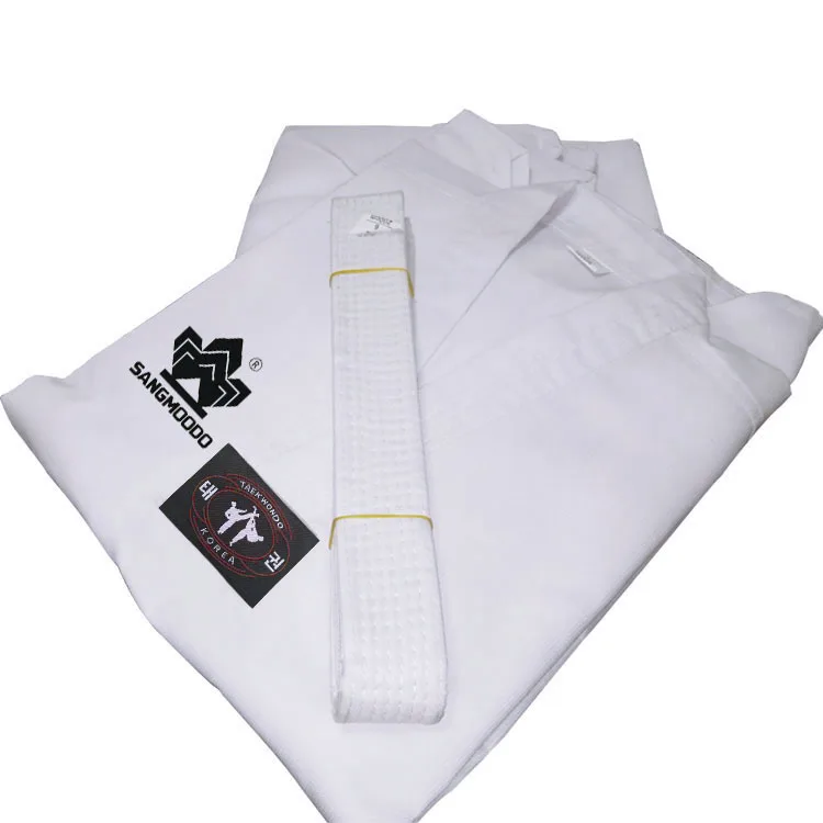

Custom hot sale white color polyester / cotton children adult training uniform martial arts taekwondo dobok