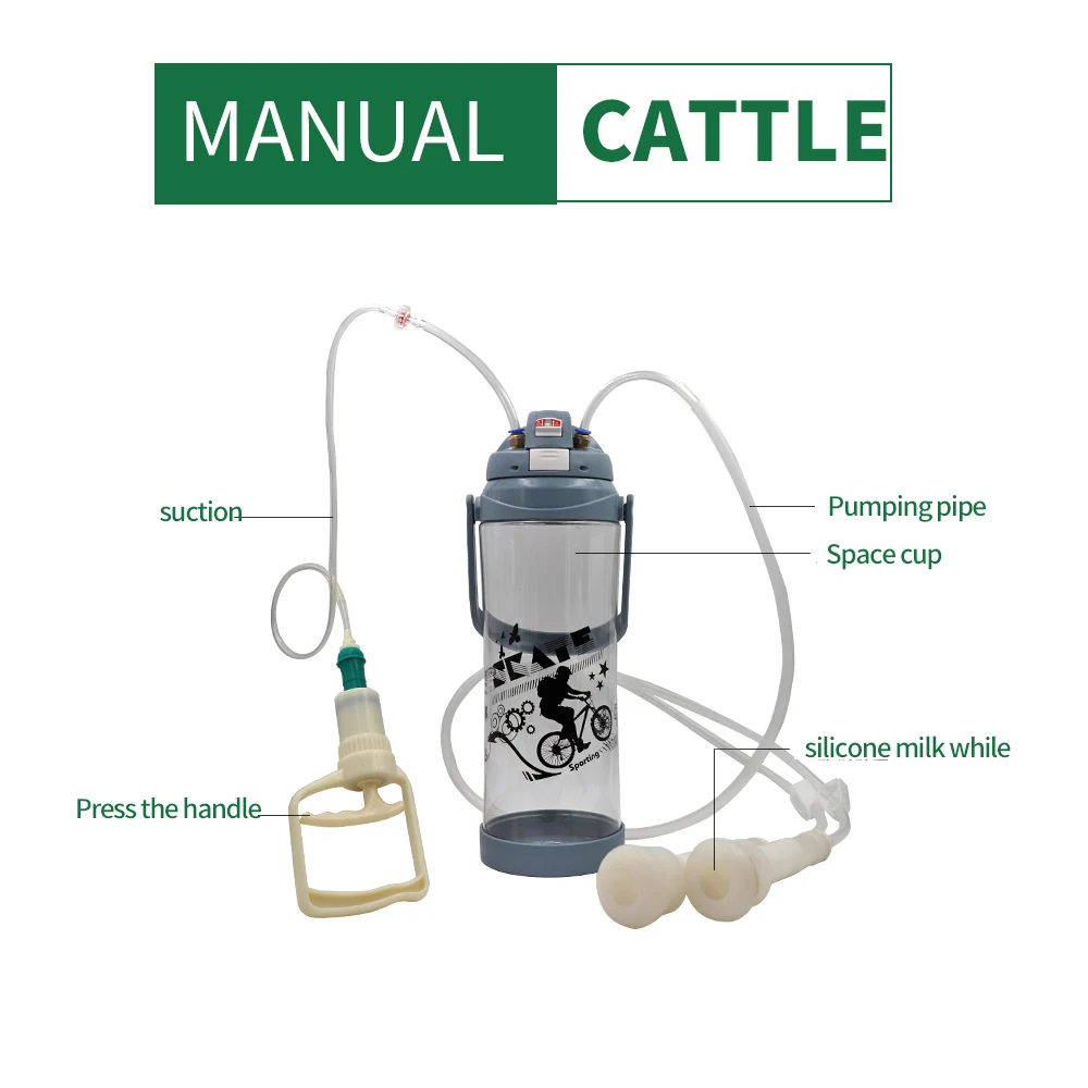 Manual Milking Machine Sheep Goat Cow Cattle Manual Milking Machine Blue Gray Portable Manual Milking Machine Random Color