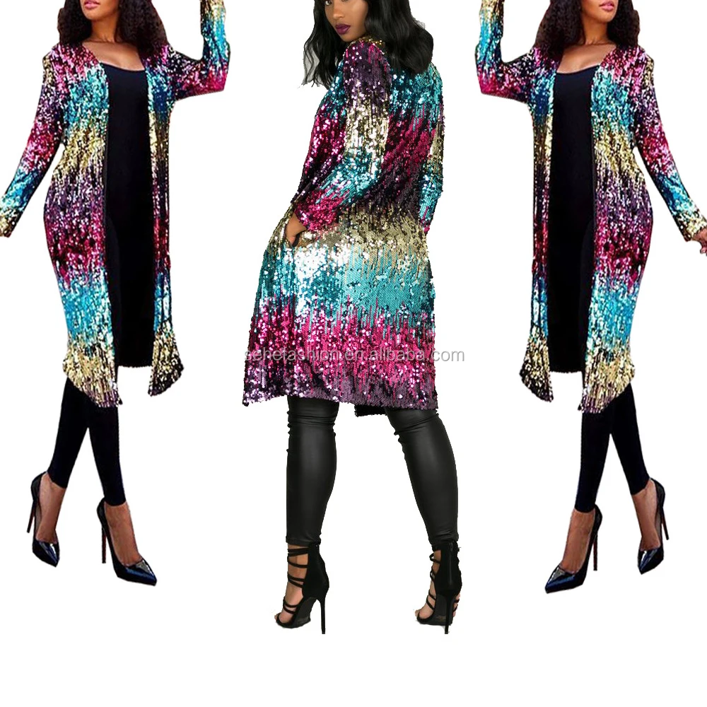 

80315-MX22 Beauty long sleeve Color matching sequins Jackets