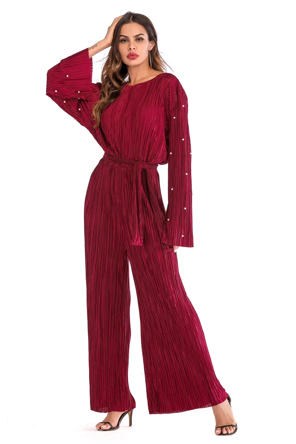 1635 Fold Jumpsuit Abaya Muslim Dresses Malaysia Islamic Clothing