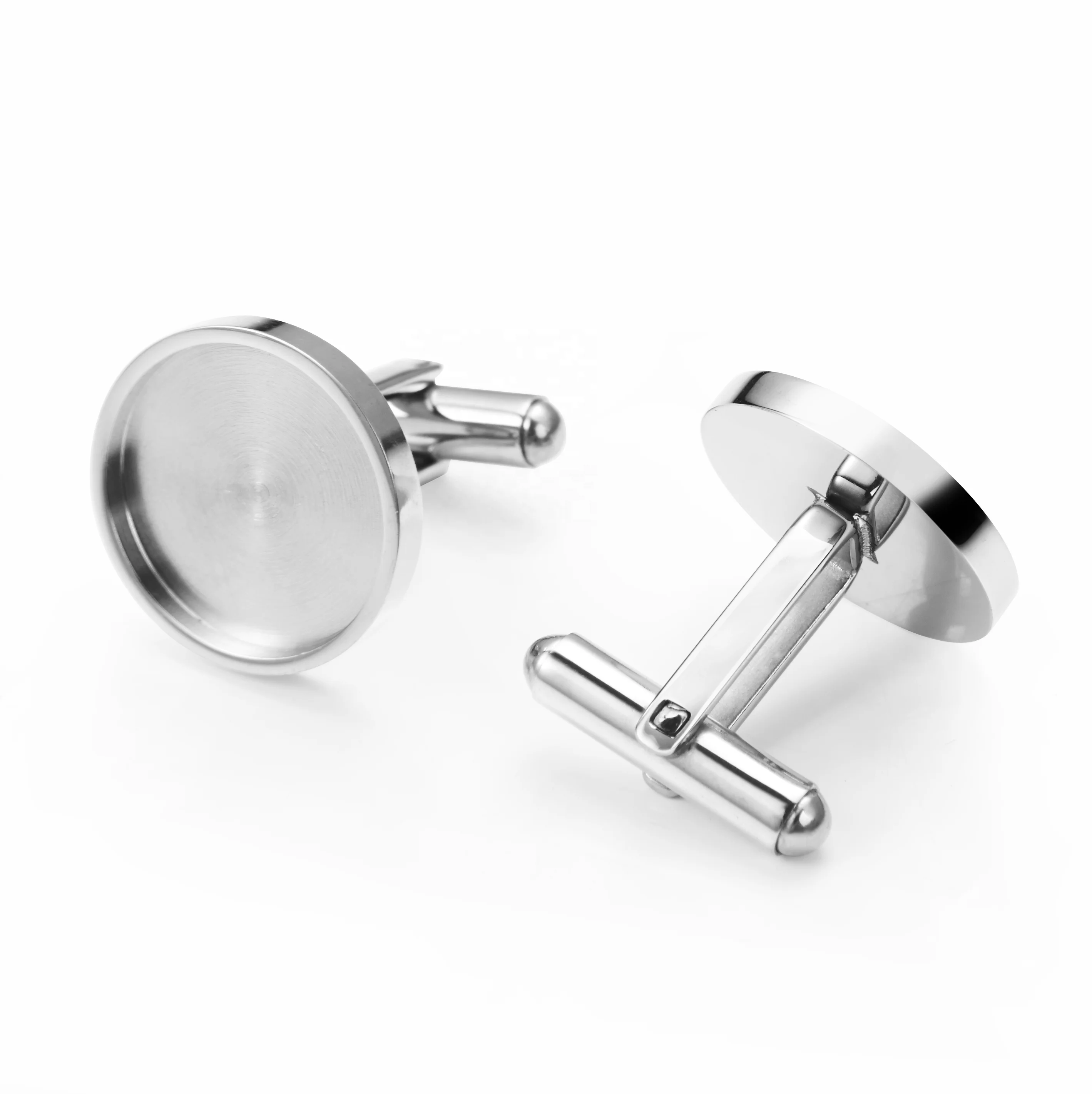 

316L Stainless Steel Cufflinks, Fine polishing  Round cufflinks blank for engraving, Accept personalized customization