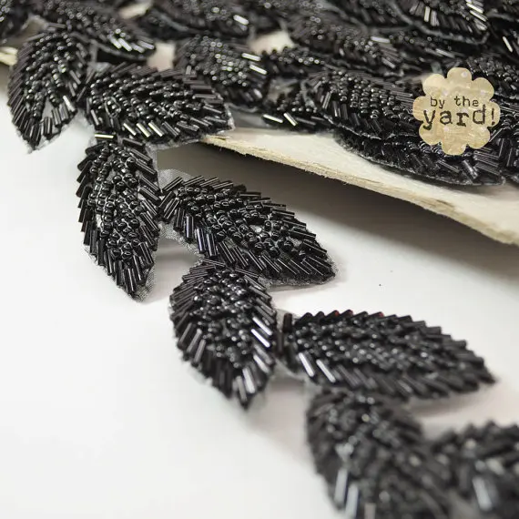 

leaf shape beaded trimming
