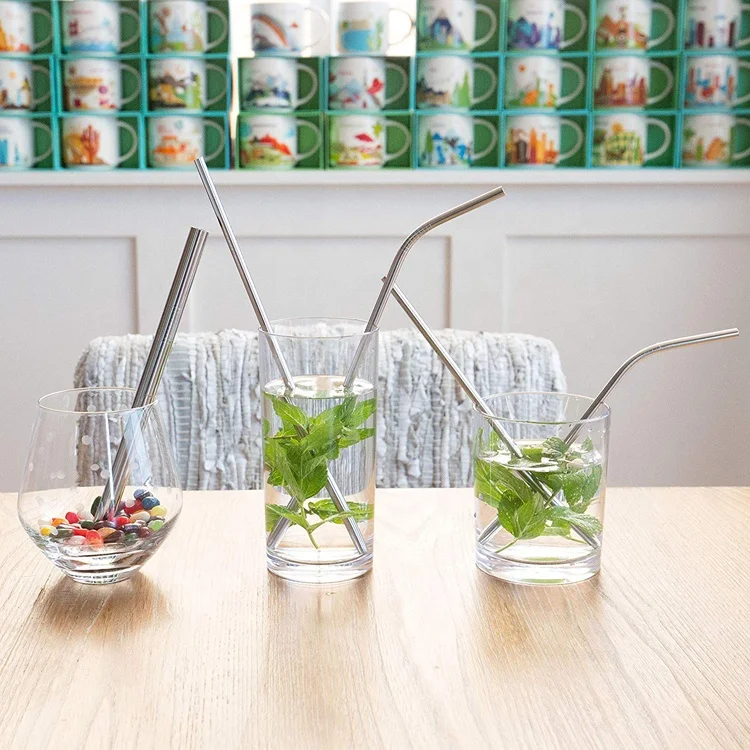
Reusable bubble tea stainless steel straws with customized logo 