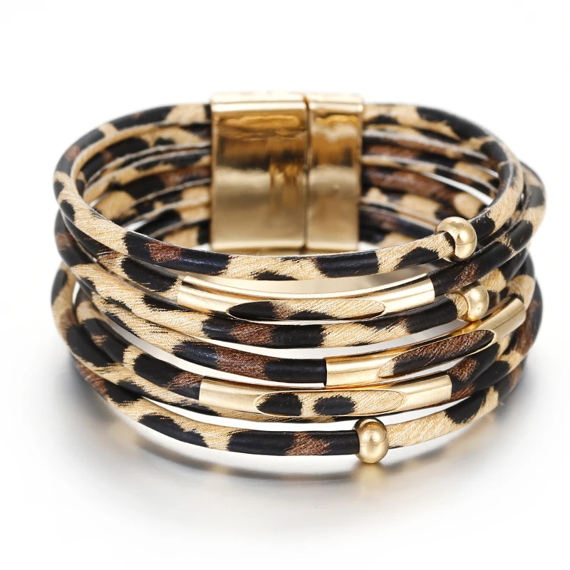 

2019 Fashion Bracelets Bangles Leopard Leather Bracelets For Women Elegant Bracelet Jewelry