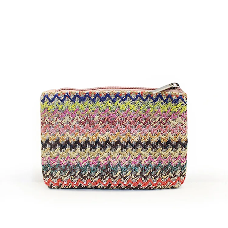 

Colorful printing pp straw cosmetics makeup pouch bags women handbags 2021 smart wallet, Custom made