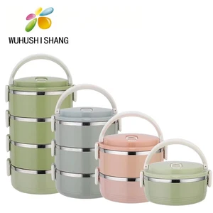 Hot sale factory multi layers round stainless steel Double layer lunch box Sealed combination insulation food box