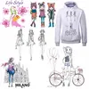 Beautiful lovely girl Cycling Patches Heat Transfer Iron On Patch A-level Washable Clothes Stickers Easy Print Irons