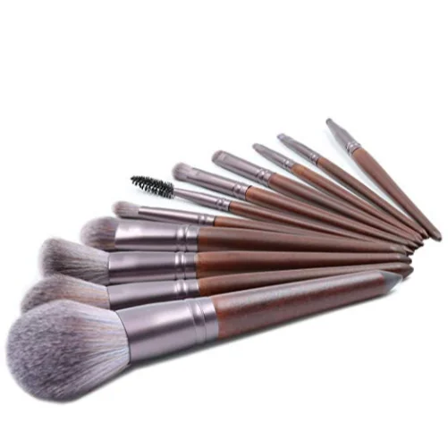 

High Quality 11Pcs Wood Cosmetic brush Makeup Brushes Free Samples Makeup Brush Set, Color