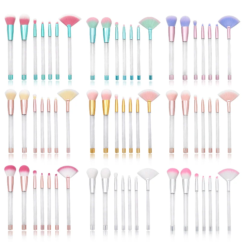 

Fashionable Personalized Empty Crystal Handle Make Up Brush Peacock Blue Private Label Bushes Cosmetic Makeup Brush Set