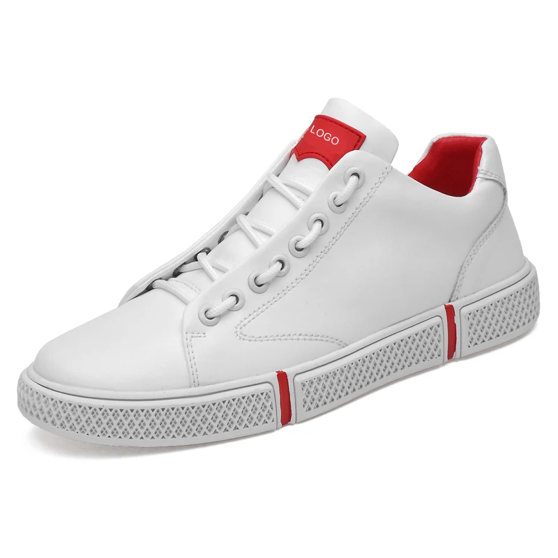 

Wholesale fashion white leather casual sneaker shoe oem high top logo custom sneakers for men