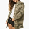 Winter Wears Casual Allover Camo Print Button Front Long Jacket for Women