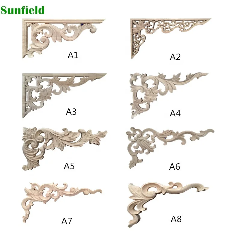 
Solid wood carved Decorative Corner Carvings onlays wood onlay 