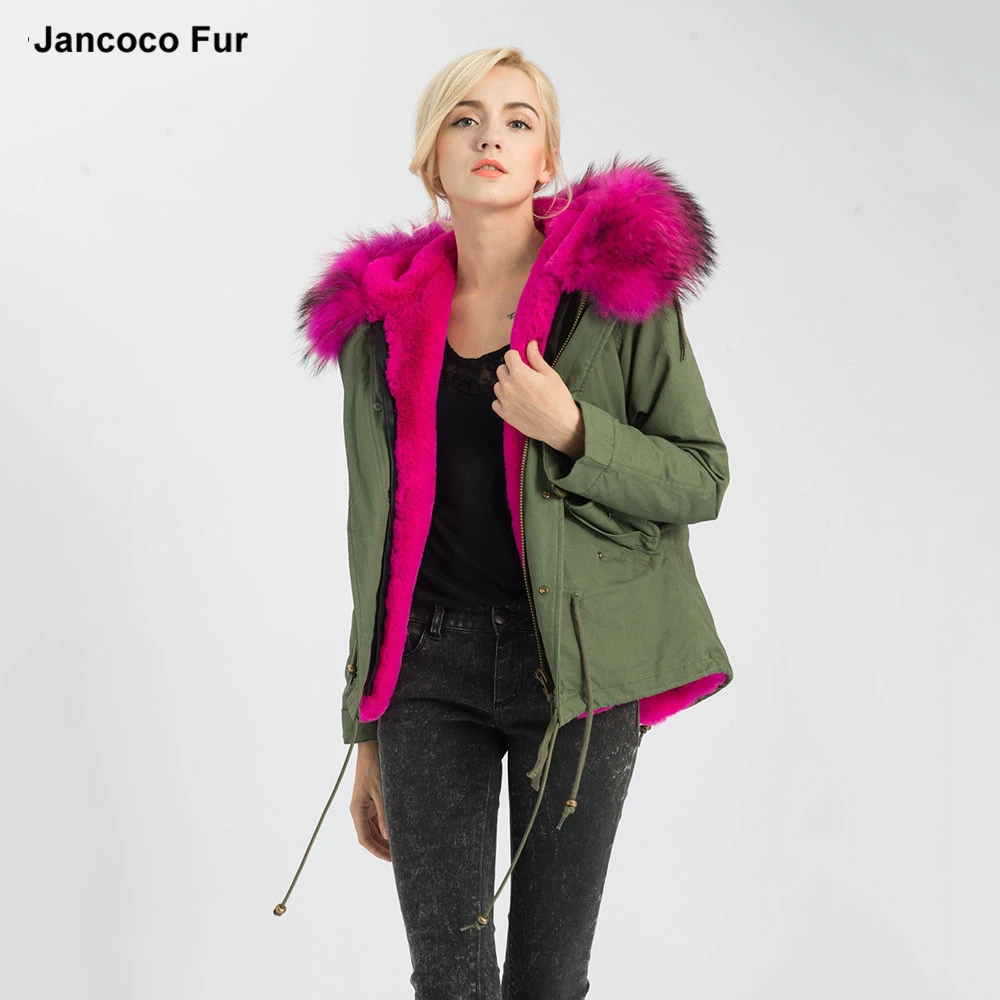 

New Detachable Real Fur Coat Women Genuine Raccoon Large Collar Parka Jacket Winter Top Warm Fur Lined Hooded Parker, Customized color