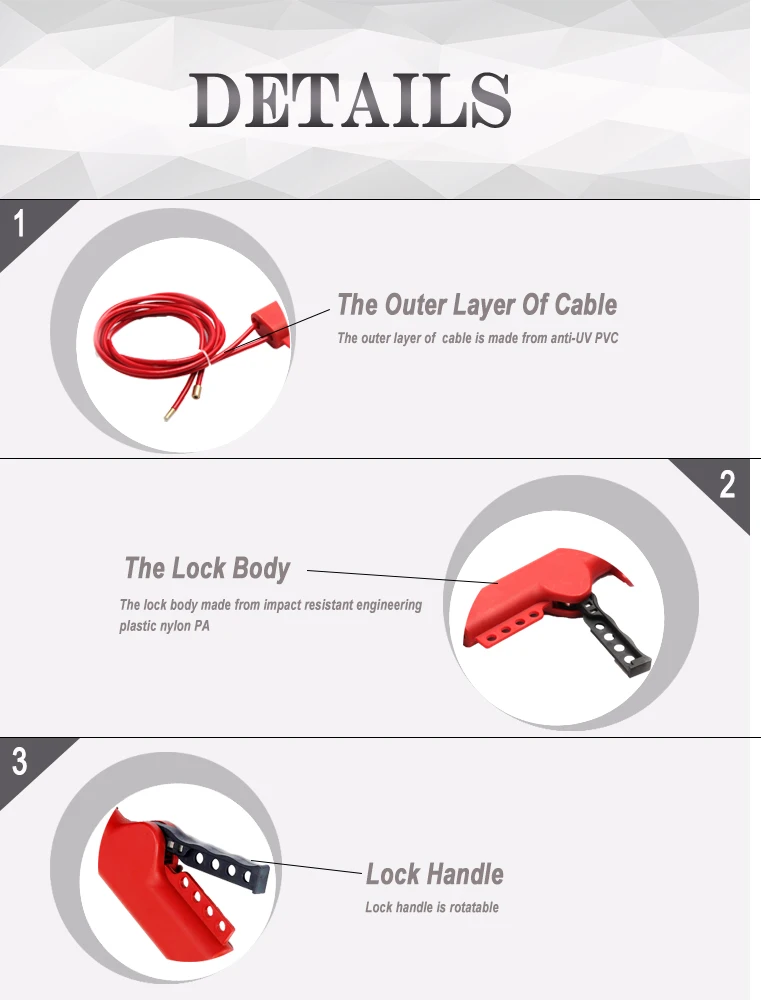 China New Safety Adjustable Retractable Cable Lockout Locks