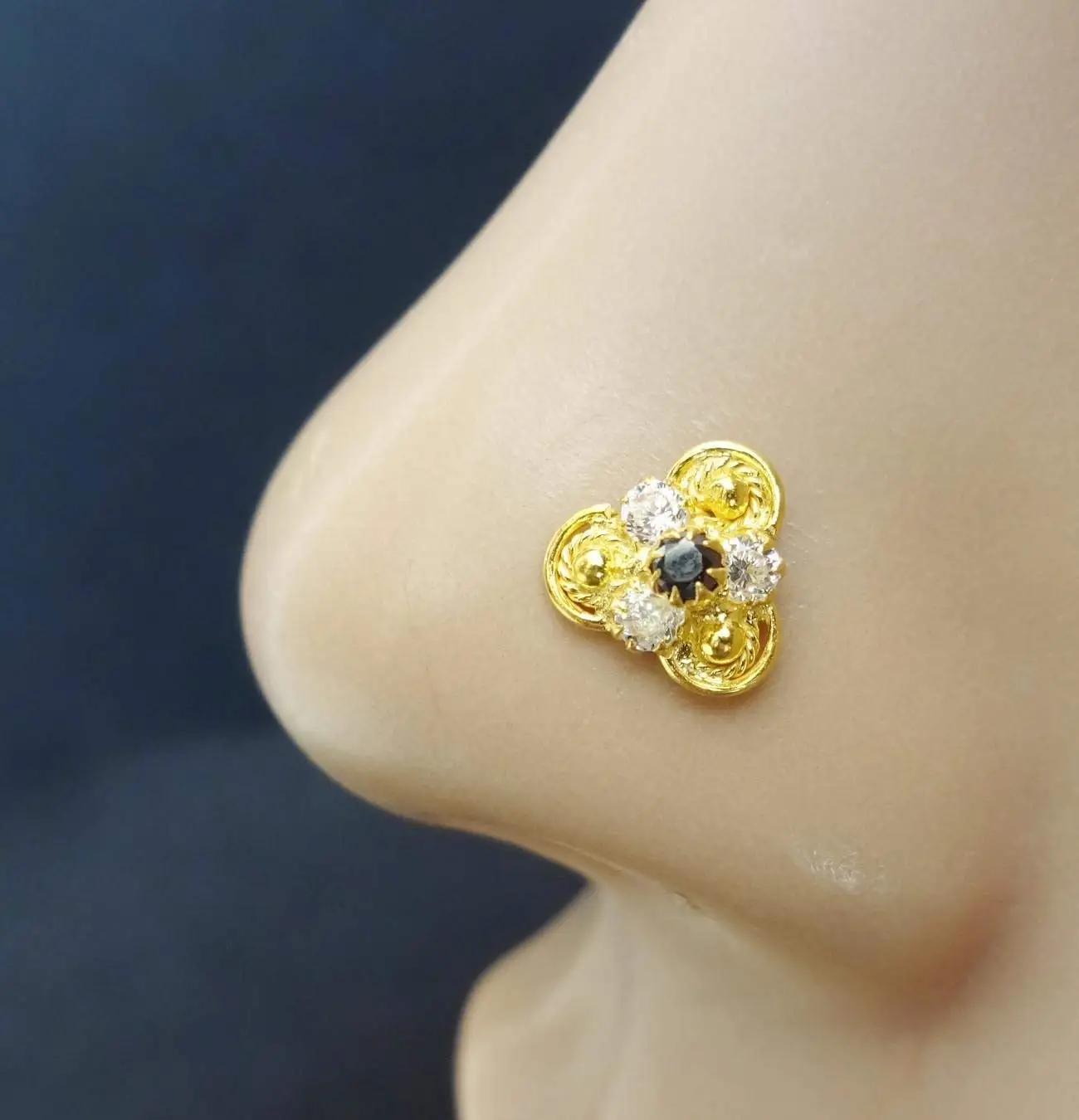 CZ Clear Nose Stud,Wedding Nose Screw,Crock Screw Nose Bone,Crystal Nose Stud,Gold Diamond Piercing,Indian Nose Stud,Gold Nose Cuff,Monroe Nose Ring,Funky Nose Ring,Tiny Gold Piercing(TEJ683)