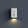 Direct plug Smart Wall Socket Two USB port quick Charger single AC Outlet with light sensor LED night lights
