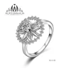 925 Sterling Silver Lotus Revolving Ring with CZ