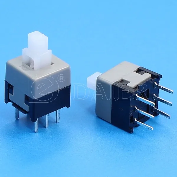 KFC 6Pin 2P2T Latch Push Electronic Switch 8.5x8.5 Square Plastic Design