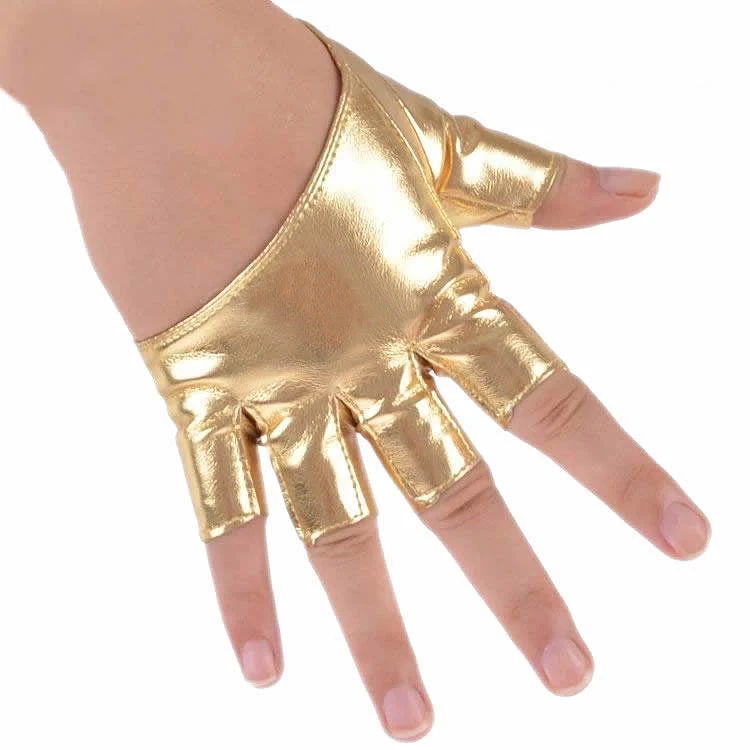 gold fingerless gloves