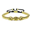 Unisex Watch Accessories Custom Logo Gold Brass Bead Black Crystal Bracelet Micro Pave