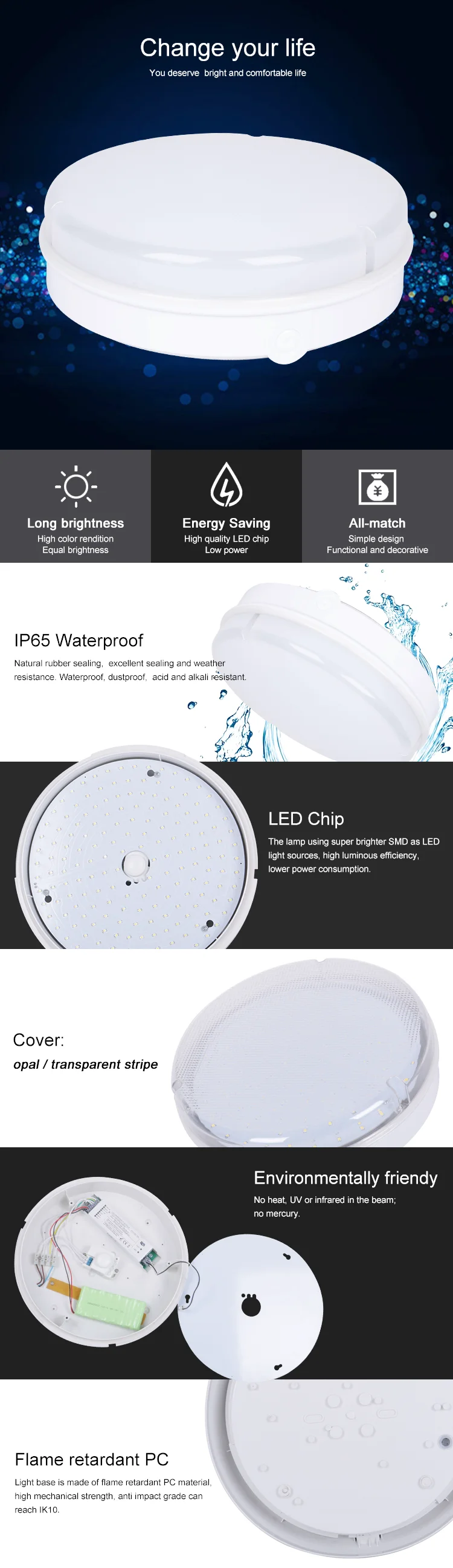 18w 30w smd PC+PC high brightness SMD led ceiling light