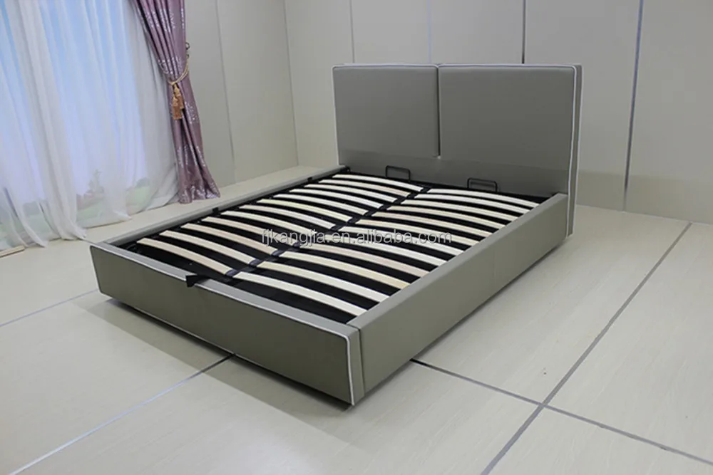 
Latest Modern PVC PU Fabric Gas Lift Up Storage Bed Home Furniture 