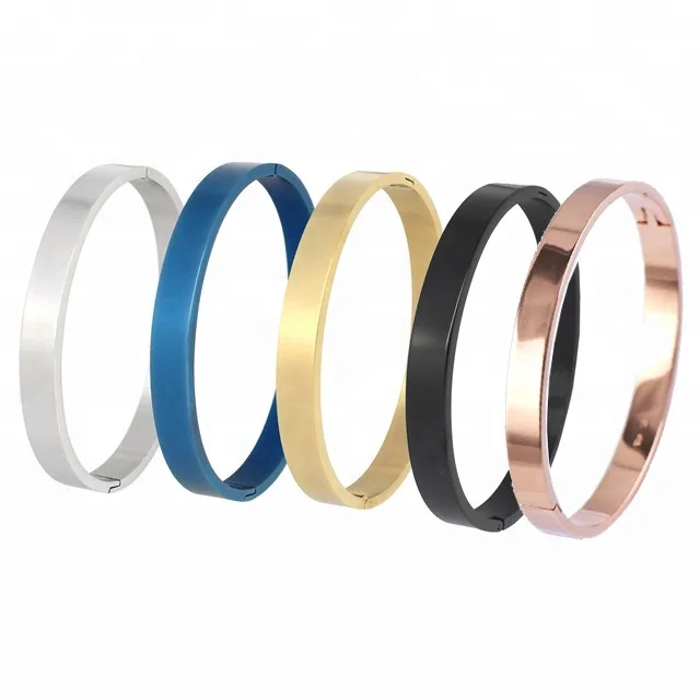 

8mm width Stainless Steel Cuff Bangle Gold Bangle, Silver;black.gold;rose gold;blue