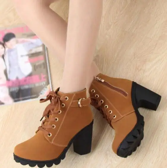 

up-0423r Ladies fancy high heel shoes wholesale fashion lace up winter boots women 2022