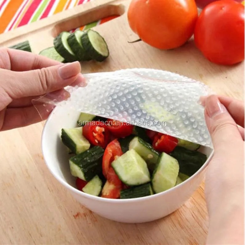 

4pcs/set Reusable Food Grade Silicone Food Wrap Eco-friendly Keep Food Fresh Wrap Kitchen Tools