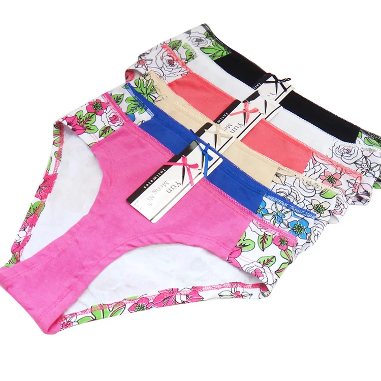 

Yun Meng Ni Cotton Printed Soft Ladys Underwear Women Panties, Black,white,rose red,apricot,watermelon red,blue