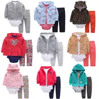 

3pcs baby causal clothes set baby hoodies jacket matching with romper and pants