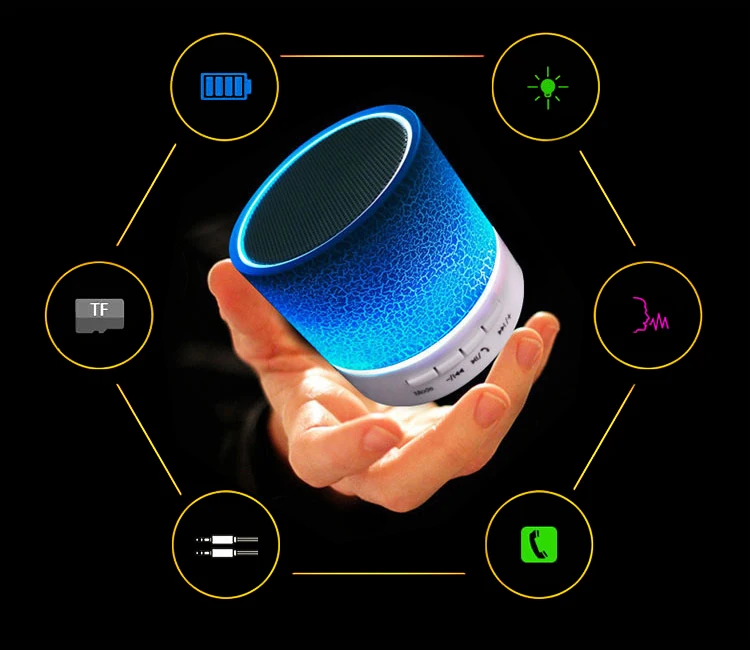 Colorful portable mini bluetooth speaker, hands-free Luminous Custom Logo Portable Speaker Bluetooth - ANKUX.COM