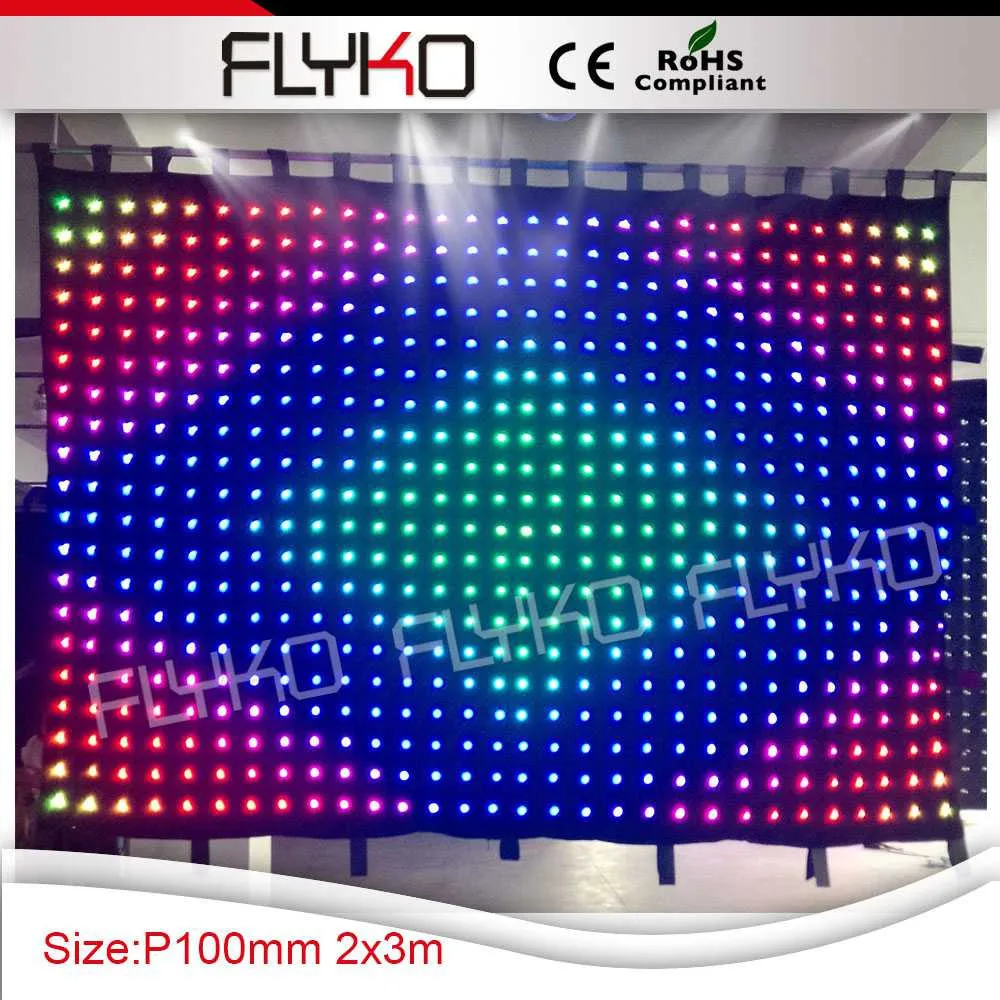 

fireproof soft led vision curtian/led video curtain /wedding stage backdrop, Full color