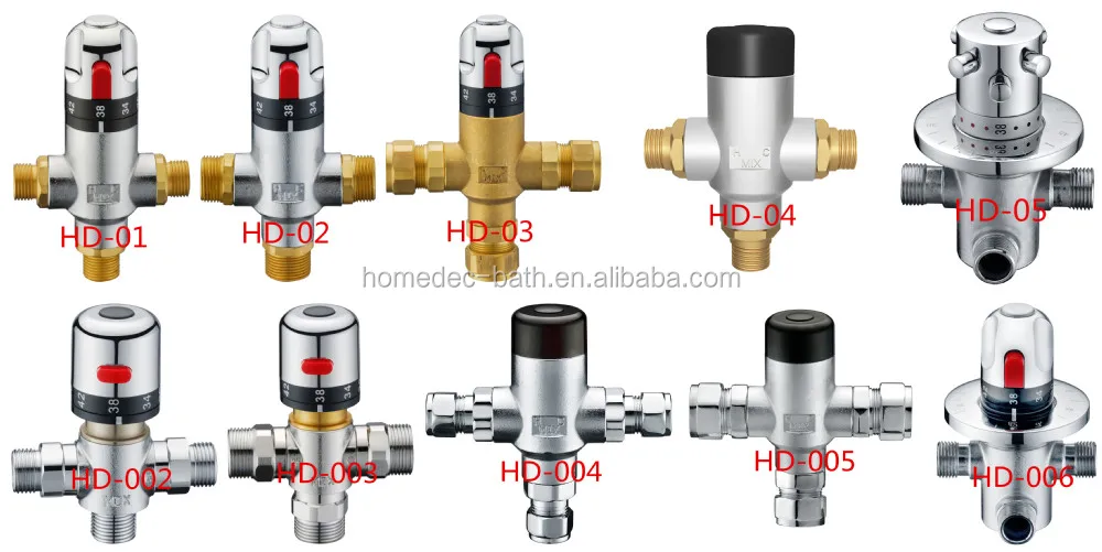 Hot& Cold Brass Digital Thermostatic Mixing Valve For Solar Shower