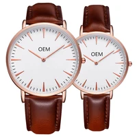 

Custom Design Couple Wrist Watches Genuine Leather Band Lover's Watch Boyfriend/Girlfriend Gift Pair Watch Custom Logo