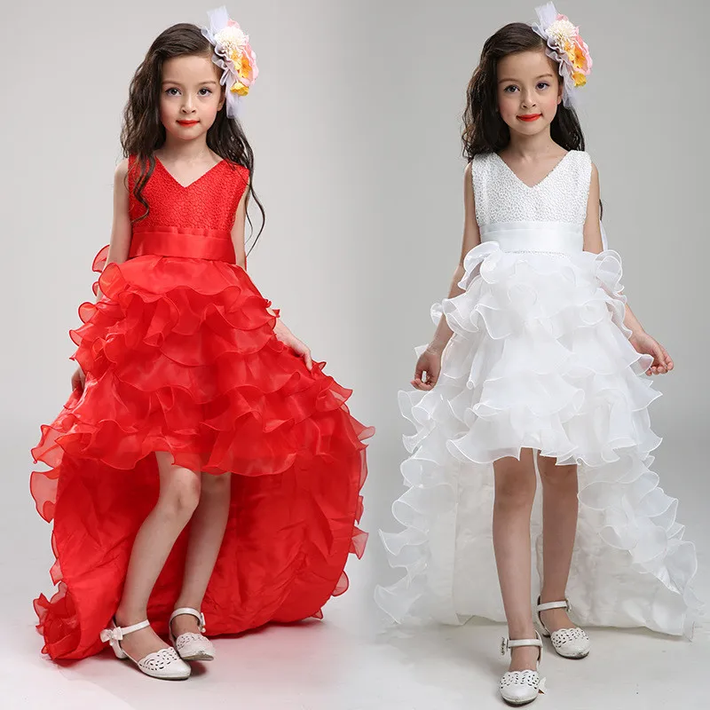 

Best selling breathable Baby Girl Floor Length long Wedding Party Kids Evening Dress LS003TW, White;red;purple