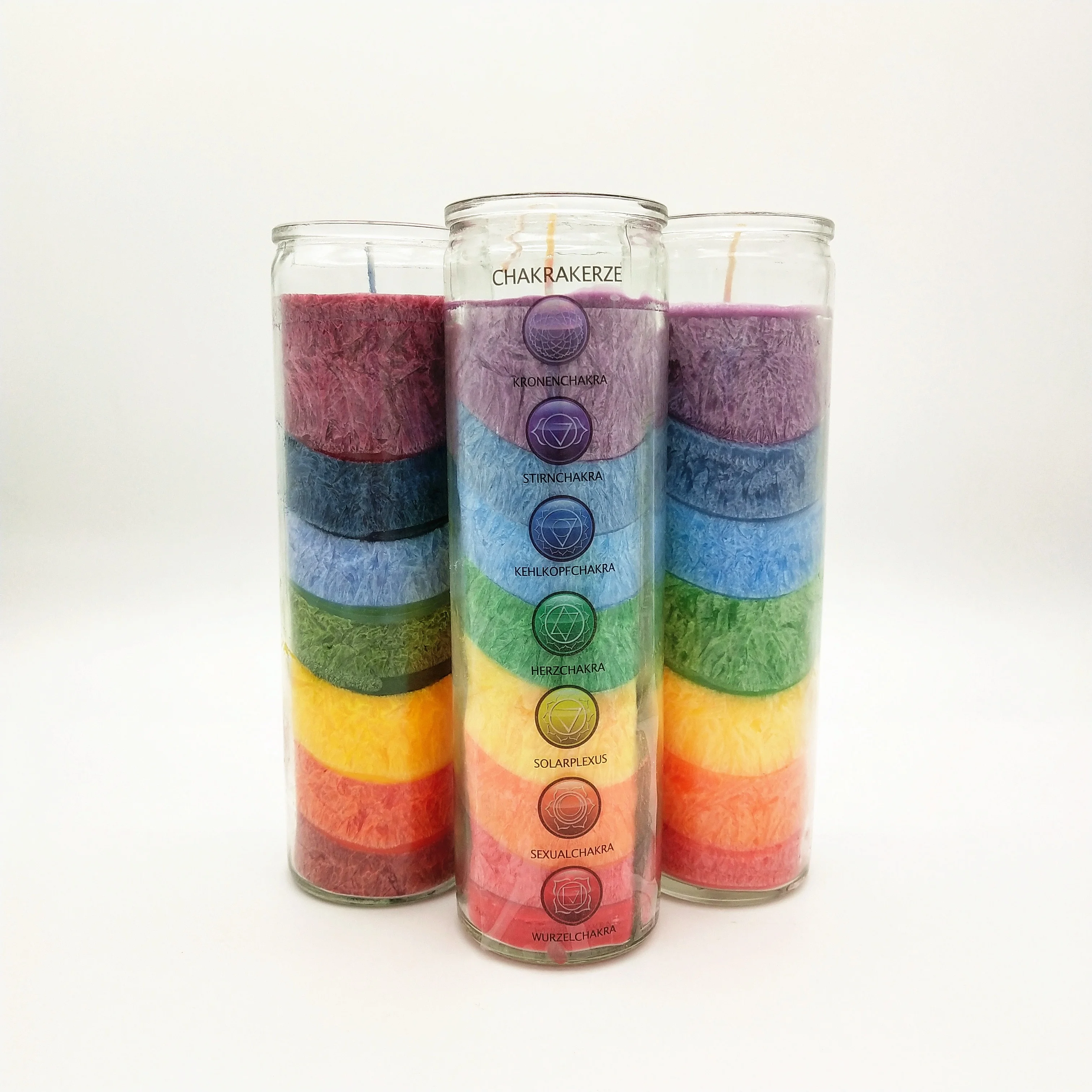 批发7 天彩虹教会宗教能源精神玻璃香味脉轮蜡烛