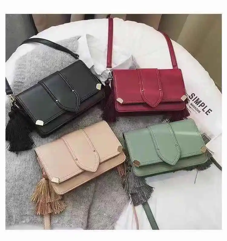 

online shopping women PU Leather fringe tassel cross body bag