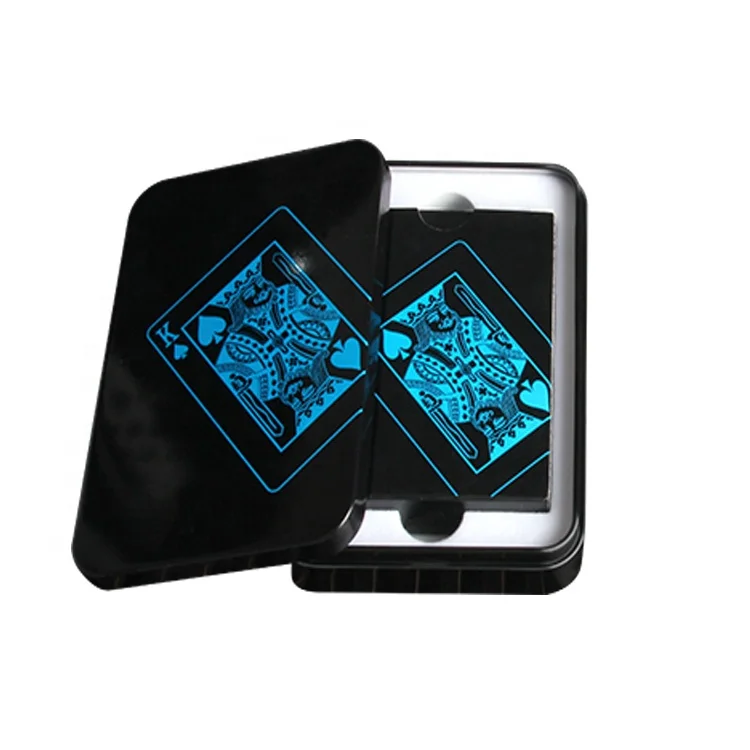 

WJPC-Custom Plastic Pvc Playing Cards With Clear Plastic Box, Black and red and blue