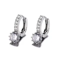 

Solid 925 Sterling Silver White Paved Crystal Hoop Earrings For Women Jewelry