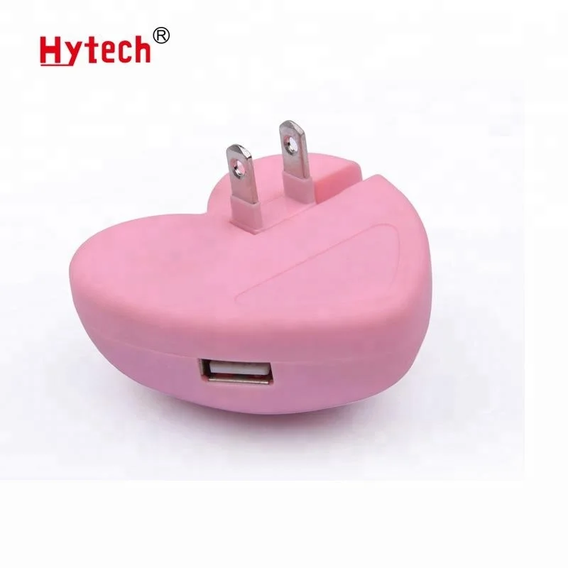Ac66 Smart Heart Shaped Charger Adapter,Foldable Ac Plug Universal