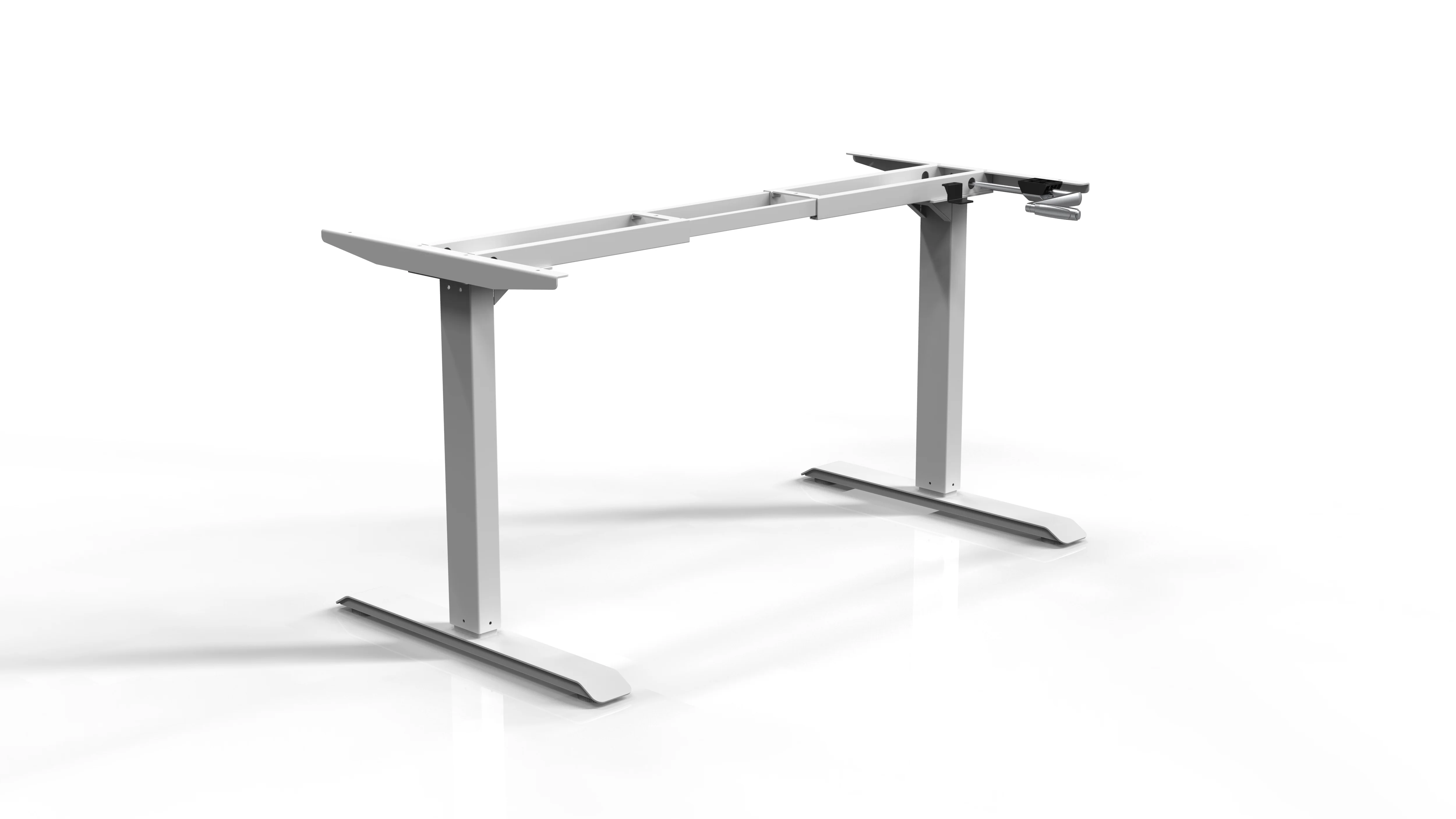 White Hand Crank Manual Height Adjustable Desk Standing Desk Table