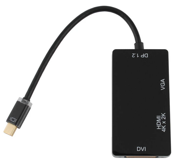 

3 in 1 Mini DP Displayport to HDMI/VGA/DVI Cable Adapter Converter 4K*2K for MacBook Air Pro iMac, Black
